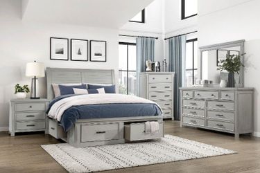 June Promotion Stylish & functional 3 pc Queen bed features 6 Storage drawers in gray finish
