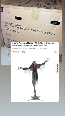 ft. Grave & Bones Giant-Sized Animated LED Gally-Crow Halloween Decoration