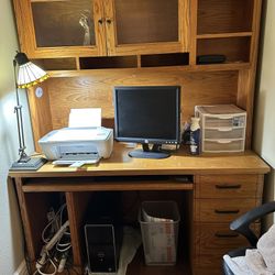 Wood Computer Desk And Hutch 