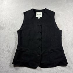 COS Wool Double-Faced Waistcoat Vest Women’s Size 10 Black Button #1A
