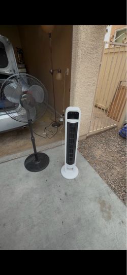 2 Electric Fans – $7 Each or Both for $10 – Tower Fan & Standing Fan