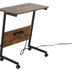 Small nightstand with Charging Station and USB Ports,Corner Table