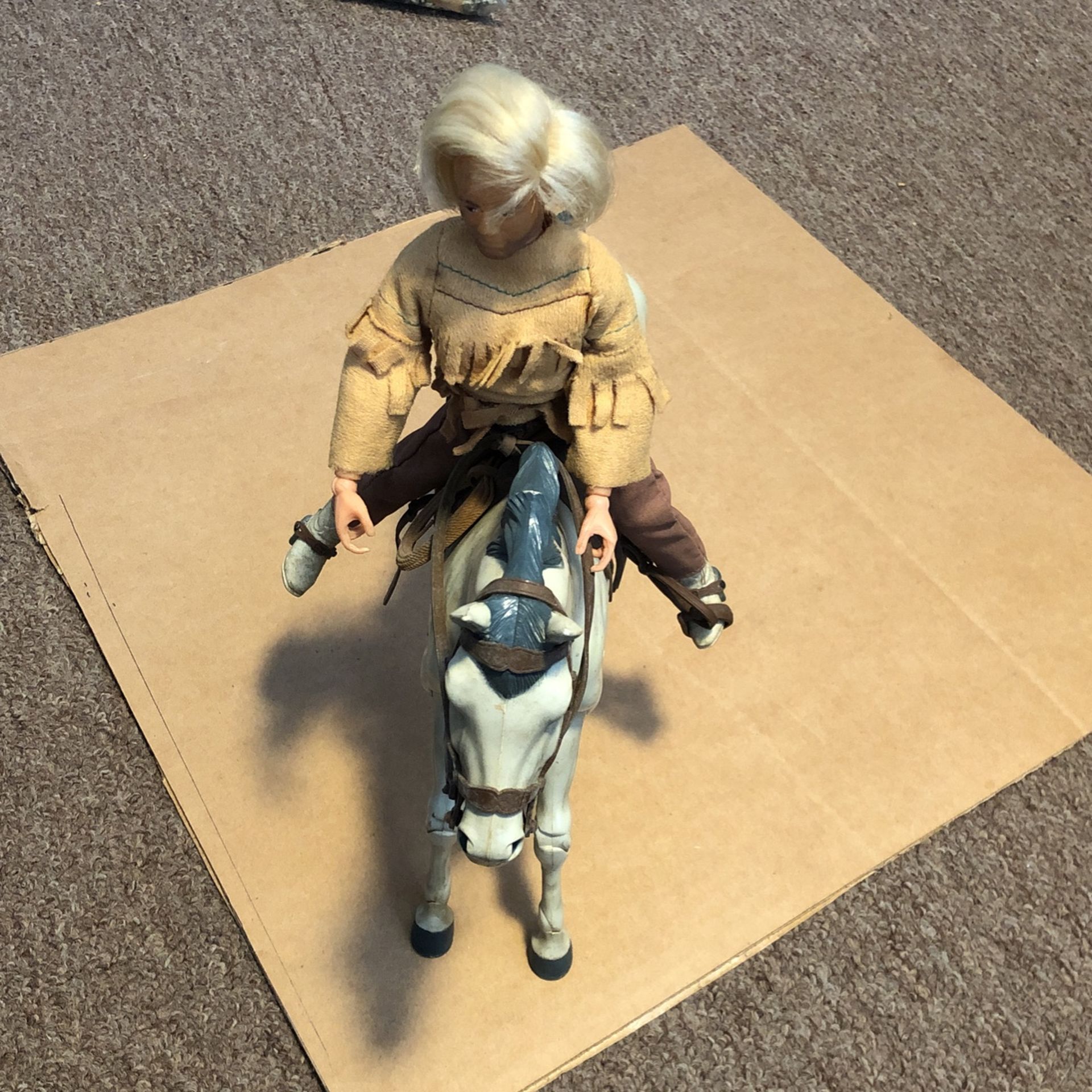 Vintage Marx Movable White Horse with shown accessories