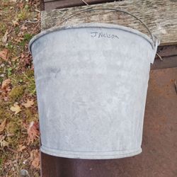 Vintage Galvanized Metal Bucket with Handle