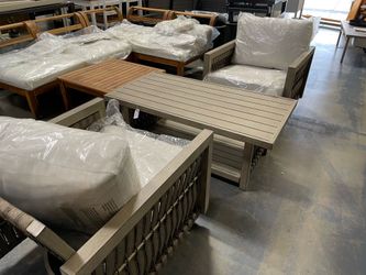 Assembled New Brown 3-Piece Woven Rope Aluminum Outdoor Patio Conversation Set with Swivel Sofa and Cream Cushions