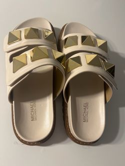 Michael Kors Studded Slide Sandals Cream
