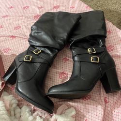 black heeled womens boots