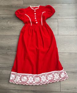 Montgomery Ward VTG Little Princess Red/White Dress Size 6