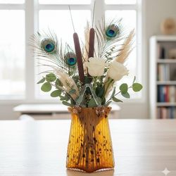 Stunning Glass Handbag Vase - Tortoise Shell Pattern (New in Box)

