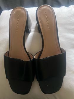 Coach Black Leather Slide Heels size 10