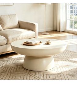 Round Pedestal Coffee Table Cream