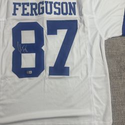 Jake Ferguson Signed Autograph Custom Jersey - Beckett Coa - Dallas Cowboys