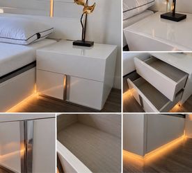 Luxury Modern White Queen Bedroom Set – 3 Pieces