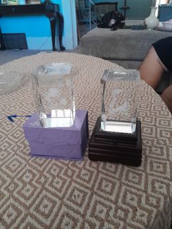 3D Clear Crystal Glass Etched With Lighted Stand 