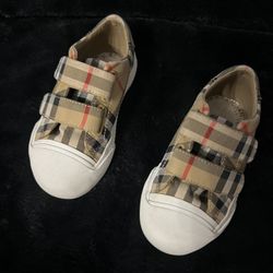  Toddler Burberry  Beige Low Top Check Sneakers