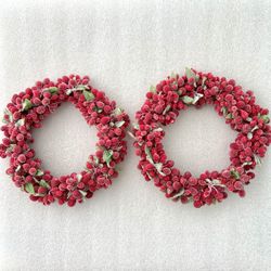 Two Christmas Berries Mini Wreaths or Pillar Candle Decor