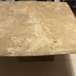 Modernist Travertine Marble Cocktail Coffee Table. 