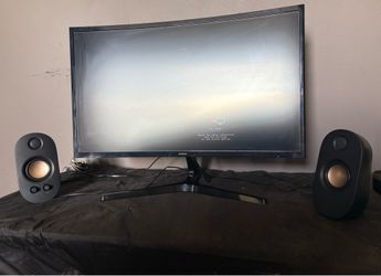 Samsung 27" Essential FHD 100Hz Curved Monitor 120$new W/ onn AC Powered Computer Speakers with Volume and Bass Controls