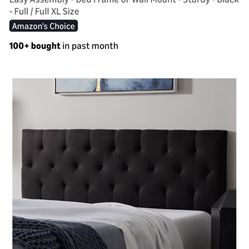Full/Full XL Headboard , Black Upholstered 