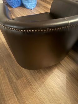 Pair of Dark Brown Barrel Chairs