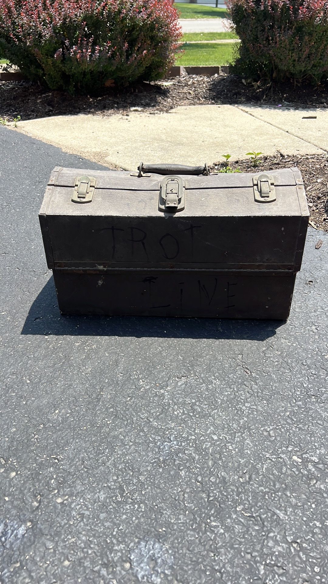 Vintage metal tool box, toolbox, Gray metal box, metal container, storage, Kennedy box, organizer, industrial, Folding Box, accordion box. Latches st