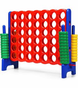 Giant 4 in a Row Connect Game, Jumbo 4-to-Score Toy Set W/ Quick-Release Lever, Build-in Ring, Jumbo Sized for Kids & Adults, Oversized Floor Activity