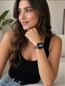 Fit Pro smart watch red gold with Milan mesh band