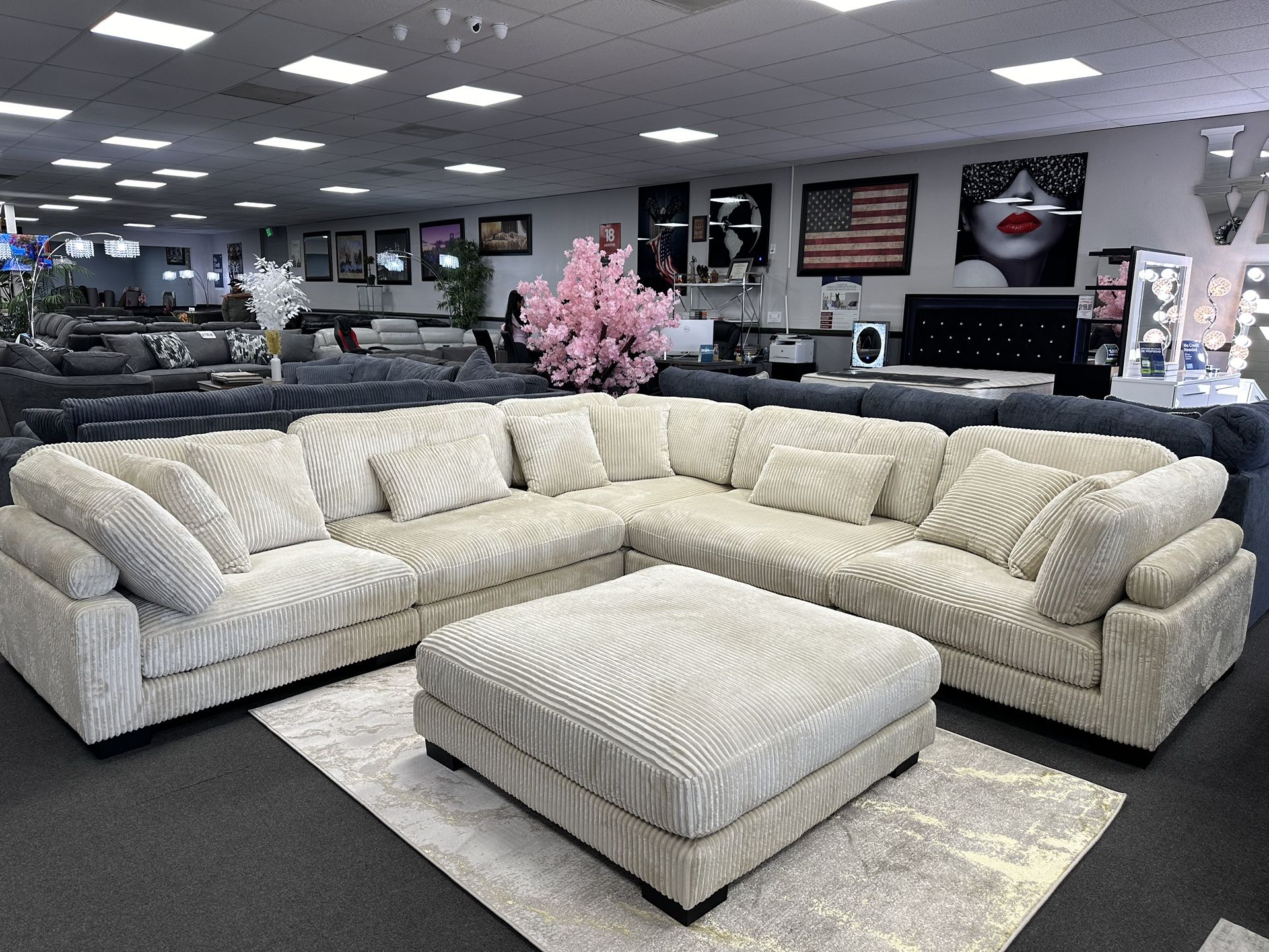 Huge Sofa Sectional W/ Free Big Ottoman