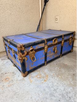 Antique blue suitcase luggage