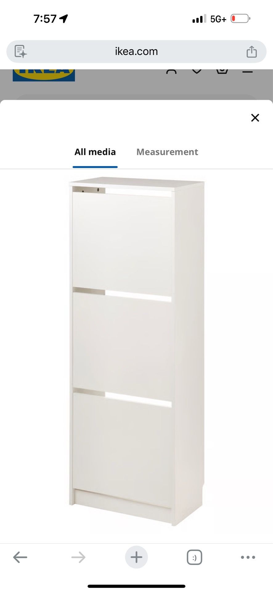Shoe cabinet with 3 compartments