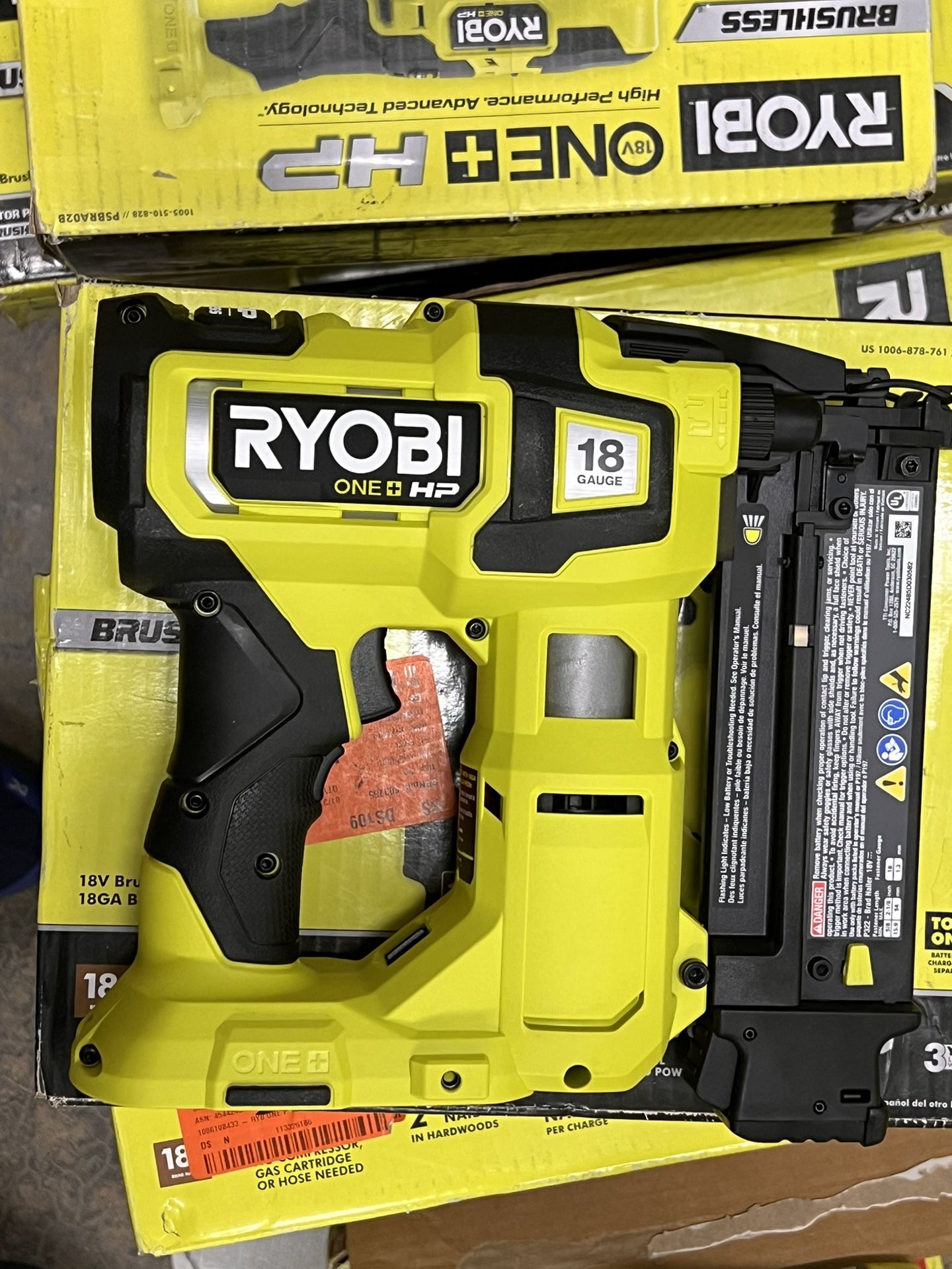 Ryobi 18V Brushless 18GA Brad Nailer(Tool Only)