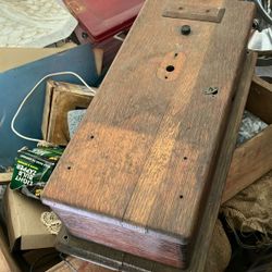 Antique wooden wood telephone call Box