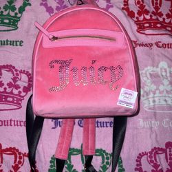 New Pink Juicy Couture Backpack + Bag Charm NWT Purse Bag Velvet MSRP $99