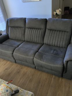 Gray Fabric Reclining Sofa