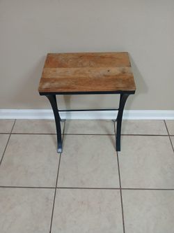 Industrial Wood and Metal Side Table
