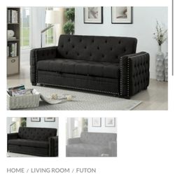 Dark Gray Futon Sofa With Pullout 