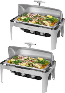 ROVSUN 2-Pack Roll Top Chafing