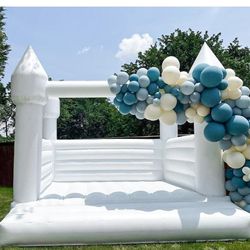 All White 13x13 Jumper Castle With Blower
