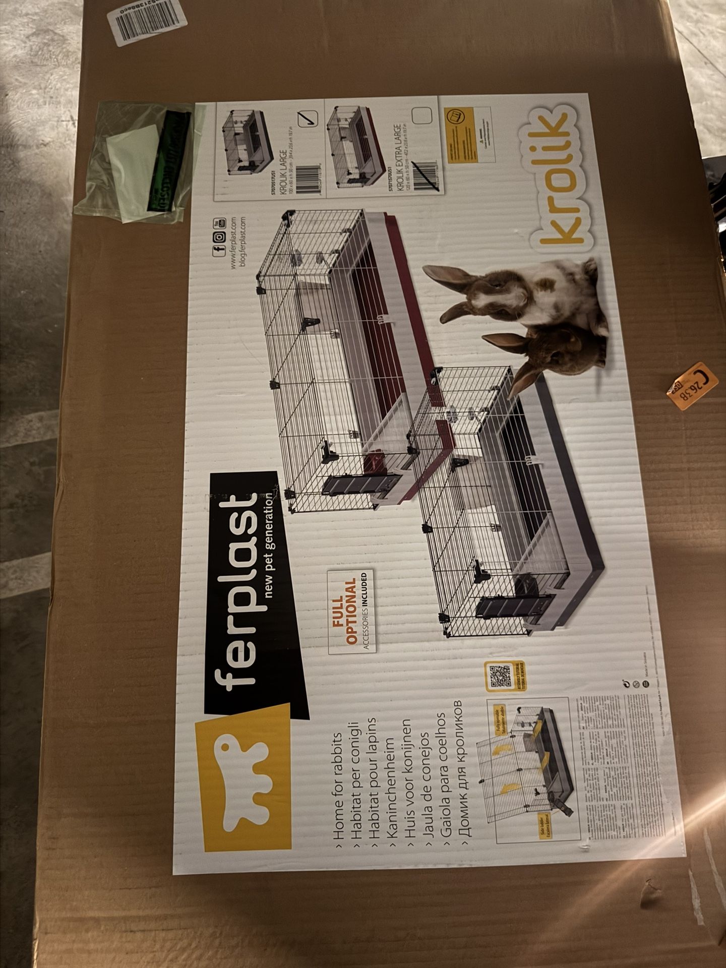 Ferplast Krolik Rabbit Cage, Gray, Large