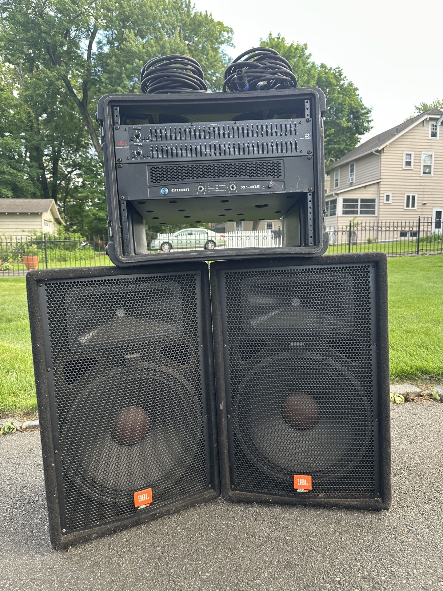 2 JBL JRX 115 Passive Speakers w Crown XLS 402 Amp & dbx 231 31-band Equalizer