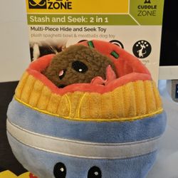 Pet Zone Pawsta and Meatballs Hide and Seek Plush Squeaky Dog Toy
