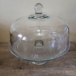 Dessert Pedestal Glass Covered Cake Pie