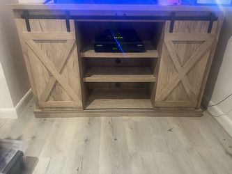 Farmhouse TV Stand with Sliding Barn Doors