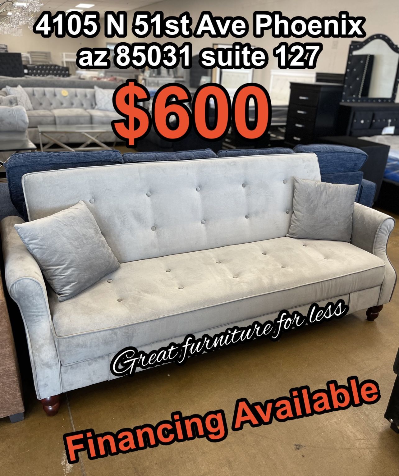 Sofa Bed Grey Brand New