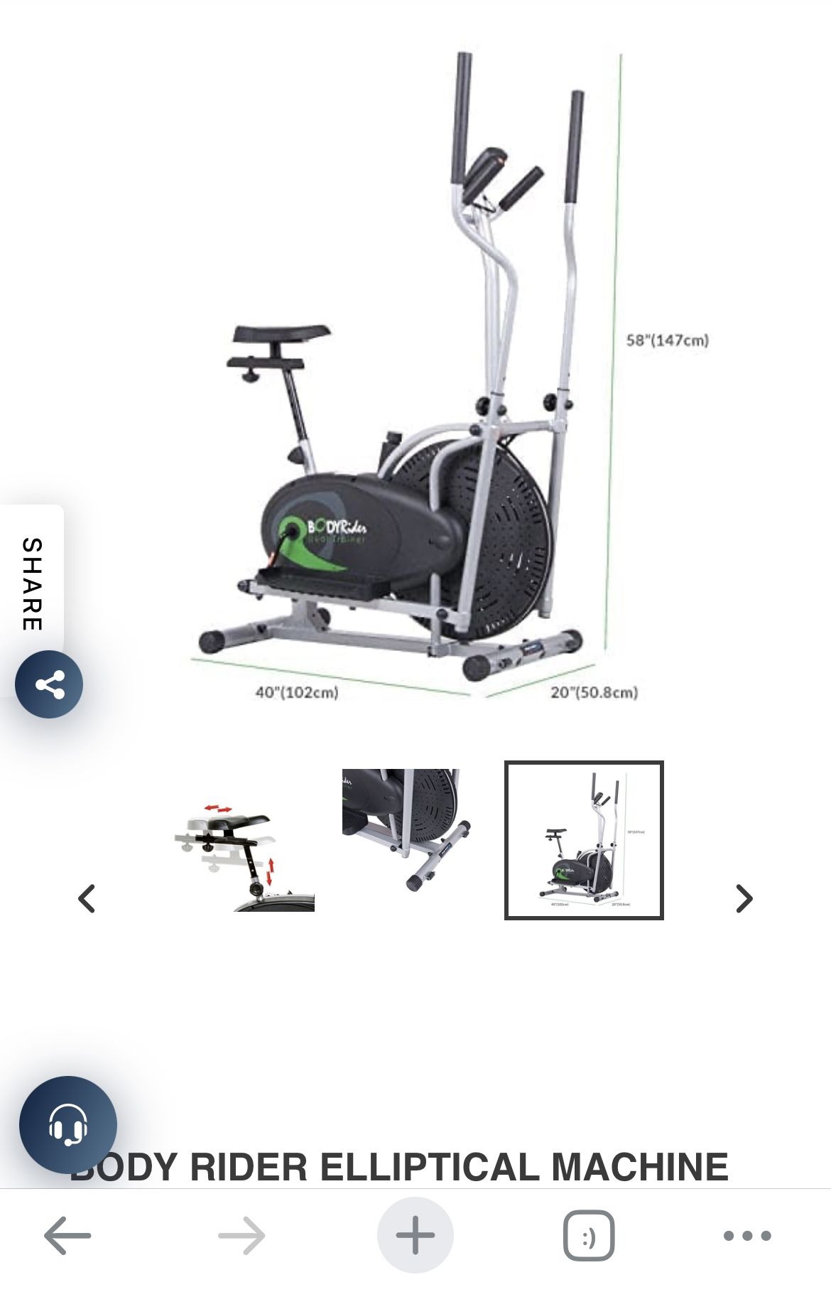 BODY RIDER ELLIPTICAL MACHINE