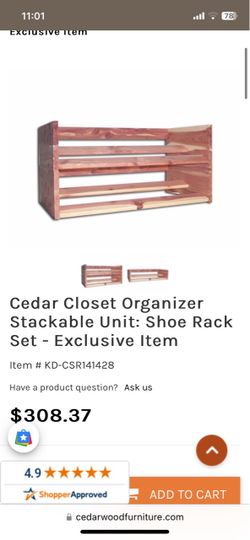 Cedar Stackable Closet Shoe Rack Organizer