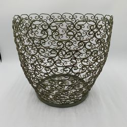Vintage Metal Scroll Wastebasket