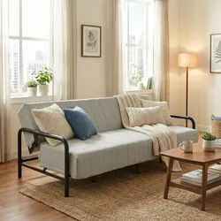 Homy Casa Clicko 78" Cream Beige Convertible Sleeper Sofa Bed Living Room Apartment Guest Bed Sofa