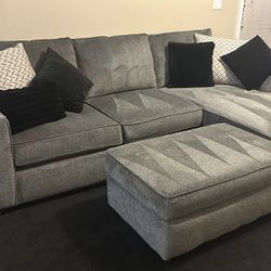 Grey Sectional and Ottoman 