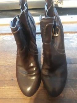 Brown Life Stride leather heeled boots